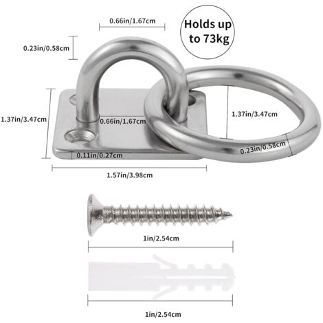 Kit Ancrage Mural 4 Pièces - Œillets Acier Inox Pour Hamac, Yoga, Bateau