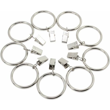 60 Anneaux De Rideau Métalliques Fippy - 38mm Intérieur, Argent - Pour Tringles Jusqu’à 33mm