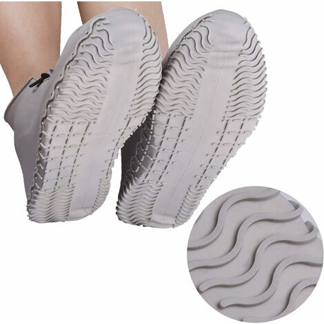 Couvre Chaussures Imperméables(Gris-XL), Couvre Chaussures en Silicone  Réutilisables avec Semelle Renforcée Antidérapante pour Les