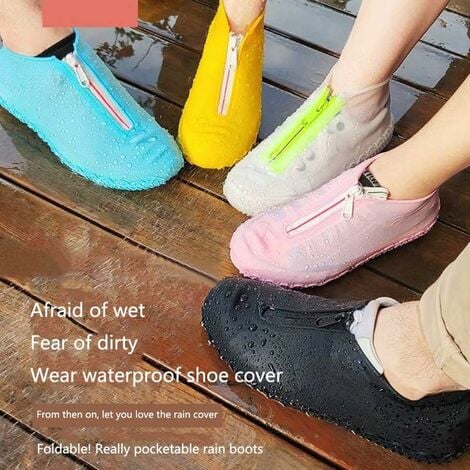 Couvre-chaussures imperméables, couvre-chaussures en silicone réutilisables  avec semelle renforcée antidérapante pour les jours de pluie et de neige