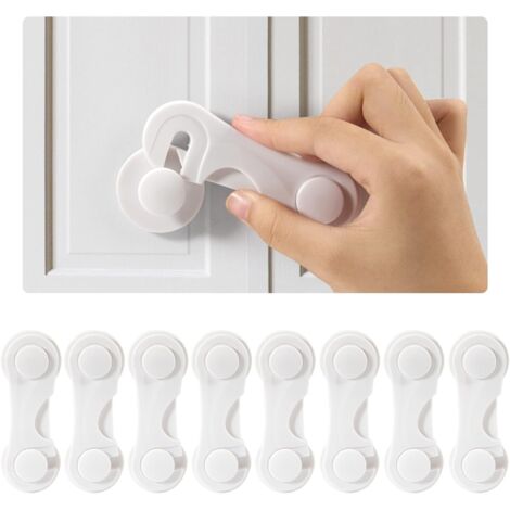 8 Blocs Porte Sécurité Enfant - Protection Placard, Tiroir, Four - Adhésif Fort Sans Perçage