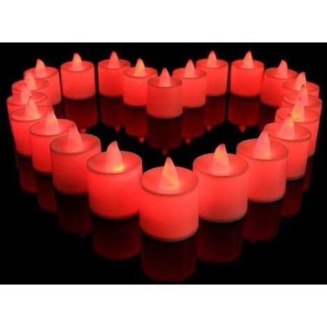 Lot de 24 bougies à piles sans flammes à Led Rouge - Cdiscount Maison