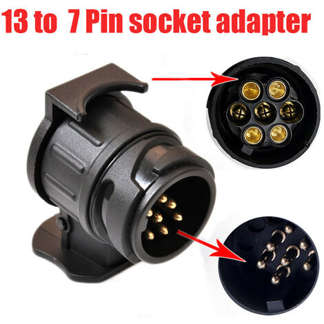 Longziming – Adaptateur de remorque 13P vers 7P – Connecteur étanche pour prise caravane – Installation facile – Compatible remorques et camping-cars Longziming – Adaptateur de remorque 13P vers 7P – Connecteur étanche pour prise caravane – Installation facile – Compatible remorques et camping-cars