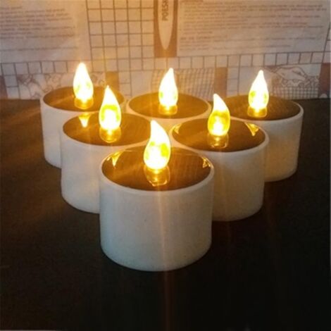 Lot de 6 Lumières Bougies à LED, Sans Flamme Bougies, Réaliste et Bright, Puissance de la Solaire, Fausses Bougies électriques pour Votive Table Party Anniversaire Mariage Noël
