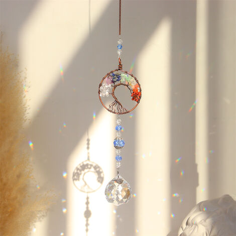 Attrape-Soleil Cristal QINERSAW - 5 Pendentifs Arc-en-Ciel En Verre à Suspendre