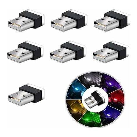 Lumières d'ambiance intérieure de Voiture USB LED, 7pcs Plug-in 5v  Universel Mini LED lumières USB pour Voiture intérieur du Coffre.