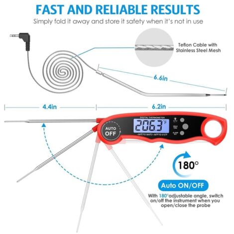 Vtizikl Thermometre Cuisine avec Sonde Pliables, 3s Lecture Instantané