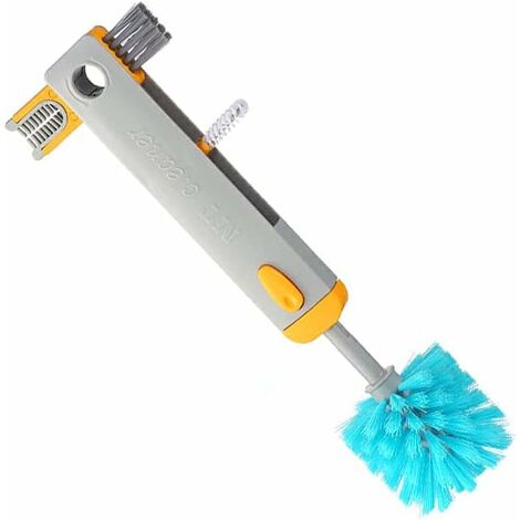 Brosse Nettoyage Rainures Fenêtres - Poils Durs + Grattoir Intégré - Pour Recoins, Claviers, Stores - 15 Cm