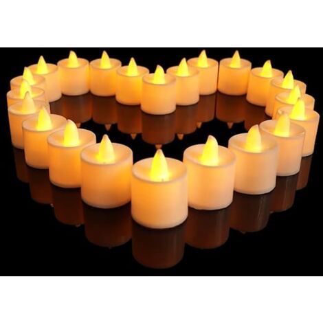 Lot de 24pcs Bougies LED à Piles sans Flamme, Réaliste et Bright, LED Lumières de Thé - Fausses Bougies électriques pour Votive Table Party Anniversaire Mariage Décoration Noël Jaune