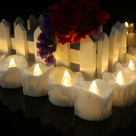 12 Bougies LED sans Flamme Bougies Chauffe-Plat Éclairage Electrique pour Décoration de Mariage Anniversaire Noël - Lumière Chaud