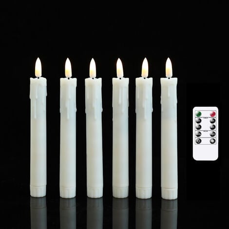 Lot de 6 bougies sans flamme vacillantes de 17,5 cm (beige) avec