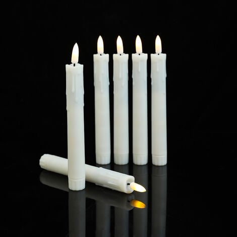 Lot de 6 bougies sans flamme vacillantes de 17,5 cm (beige) avec