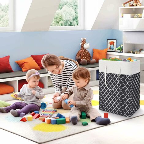 Panier Linge Pliable 46x38 Cm - Coton - Rangement Jouets Ou Vêtements