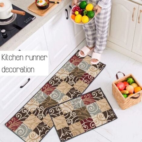 40x60cm Tapis Cuisine Devant evier Tapis de Couloir Lavable antiderapant Long Absorbant Moderne Motifs Géométriques Tapis de Salon Chambre pour Les Chambres Jeunes Adulte Fille Garcon Rouge