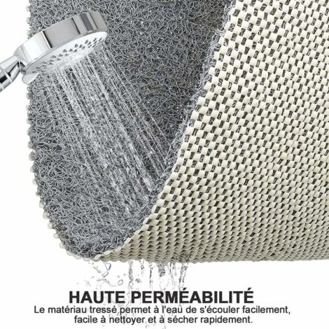 Tapis De Douche Antidérapant Noir 60x60 Cm - Texture Loofah Douce, Trous De Drainage, Séchage Rapide - En PVC, Anti-moisissure, Pour Salle De Bain