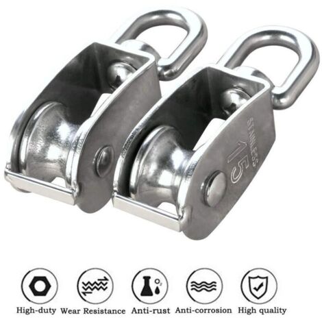 Lot De 10 Poulies Simples En Acier Inoxydable 304 - Diamètre 20 Mm, Charge Max 75 Kg, Pour Fitness, Levage, Corde à Linge