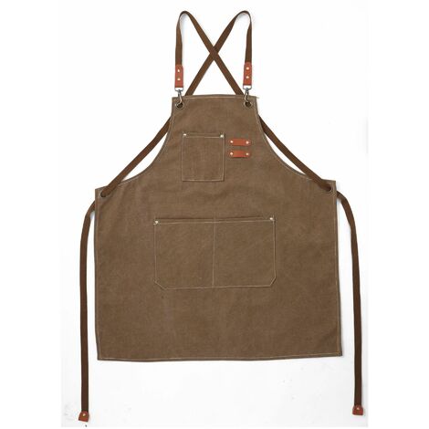 Tablier Demi-long Imperméable 70x73 Cm - 4 Poches, Liens Longs, Pour Cuisine Professionnelle, Atelier, Restaurant