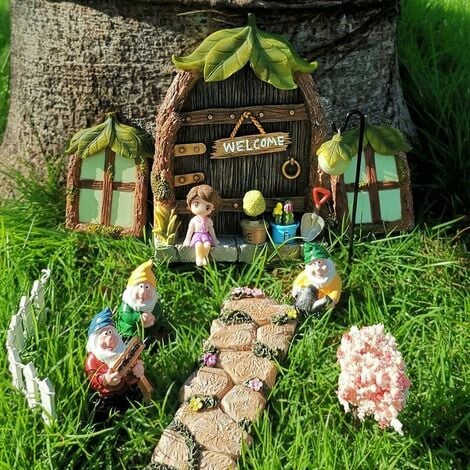 Maison de jardin miniature - Décoration de jardin miniature - Maisons de  fées pour jardins, mini maison de fée pour jardin et terrasse - Décoration  de jardin miniature - 9 pièces
