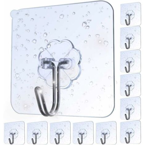 GEPUTING 20 Pièces Crochet Adhésif, Transparent Pour Accroche Salle De Bain 15kg (max), Crochet Adhésif Pour Maison, Cuisine, Salle Bain,Serviettes, Peignoirs Et Vêtements