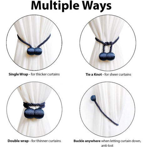 Embrasses De Rideaux, 2 Embrasses Magnétiques, Support Pour Embrasses De Rideaux, Attaches Pour Rideaux Gris 98670159