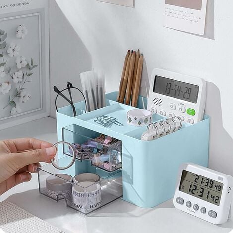 Horloge Organisateur de Bureau avec Plateau à Stylos - 8cm