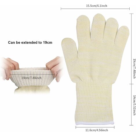 Anti-chaleur jusqu'à 500 °C : gants de protection élastiques avec