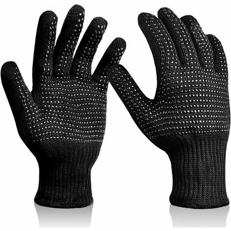 2 pièces résistants à la chaleur Mitaines de gants(Noir) pour