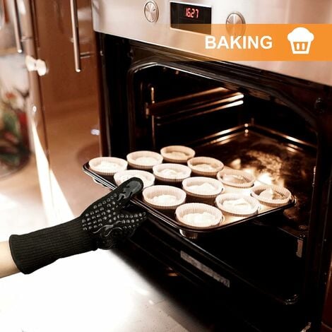 Paire de gants de barbecue, gants de four résistants à la chaleur jusqu'à  800 °C Gants de four universels antidérapants résistants à la chaleur  Parfaits pour barbecue, four, cuisine et cheminée