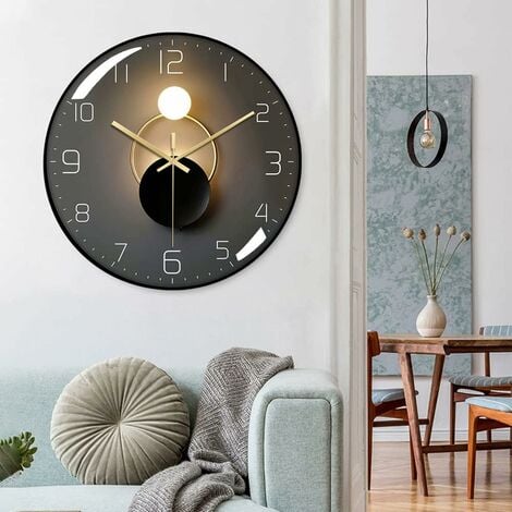 12 pouces 30cm horloge murale lumineuse horloge à quartz silencieuse pour  chambre salon 