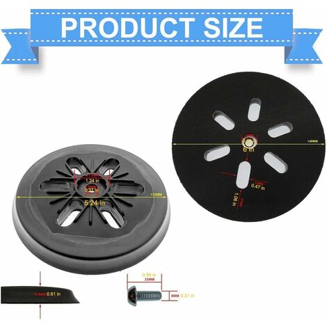 Plateau de ponçage de 150 mm - Pour ponceuse excentrique Bosch GEX 150 AC, PEX 15 AE, GEX 150 Turbo - 150 mm avec vis