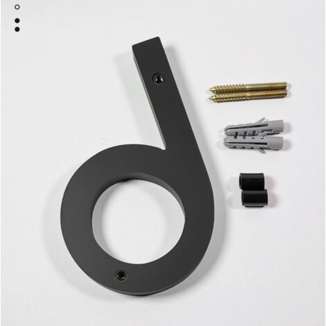 Numéro de maison moderne brossée - 5 pouces, hauteur 125 mm, acier inoxydable massif noir(numéro 6 Un)