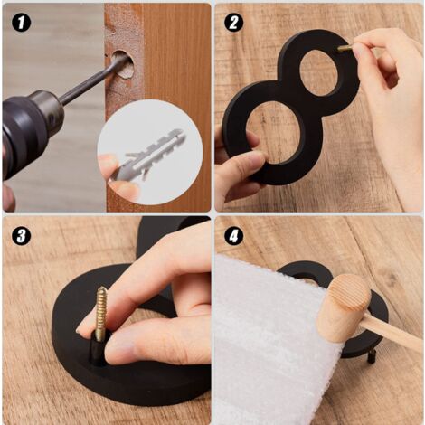 Numéro de maison moderne brossée - 5 pouces, hauteur 125 mm, acier inoxydable massif noir(numéro 6 Un)