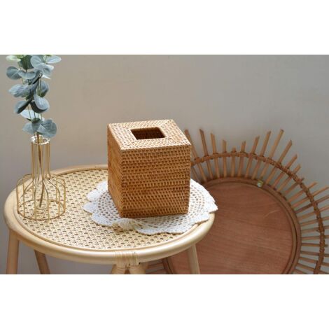Boîte à mouchoirs rectangulaire en rotin tissé pour la maison ou le bureau 228 - Maison