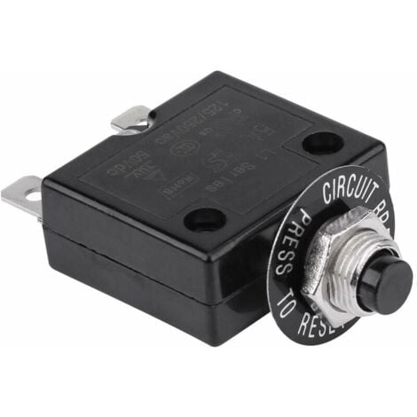 Disjoncteur 20A Interrupteur thermique de réinitialisation en option, 125-250V AC 50V DC Disjoncteur à bouton-poussoir de protection contre les surcharges de courant