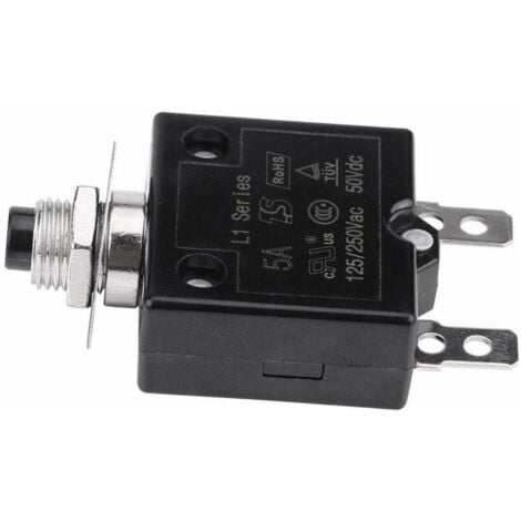 Disjoncteur 20A Interrupteur thermique de réinitialisation en option, 125-250V AC 50V DC Disjoncteur à bouton-poussoir de protection contre les surcharges de courant