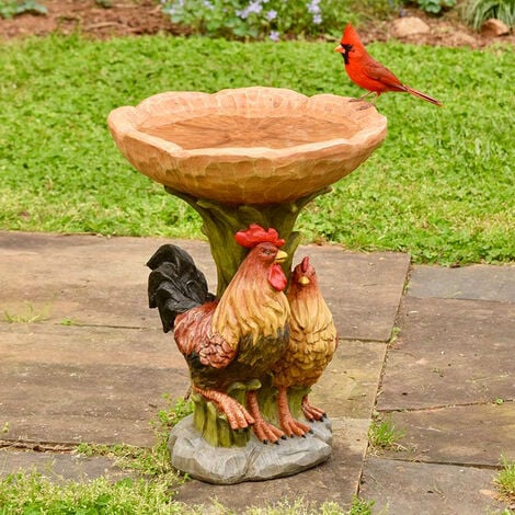 Bain d'oiseau extérieur,mangeoire à oiseaux pour coq fontaine à base de  résine pour décorer