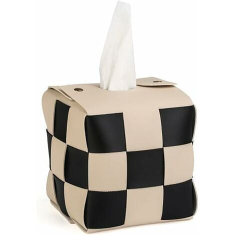 Boîte à mouchoirs carrée en cuir PU, support de boîte à mouchoirs  cosmétiques pour