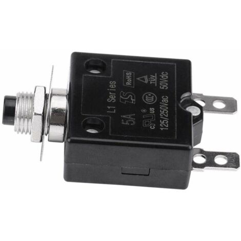 Disjoncteur 18A Interrupteur thermique de réinitialisation en option, 125-250V AC 50V DC Disjoncteur à bouton-poussoir de protection contre les surcharges de courant