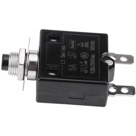 Disjoncteur 15A Interrupteur thermique de réinitialisation en option, 125-250V AC 50V DC Disjoncteur à bouton-poussoir de protection contre les surcharges de courant