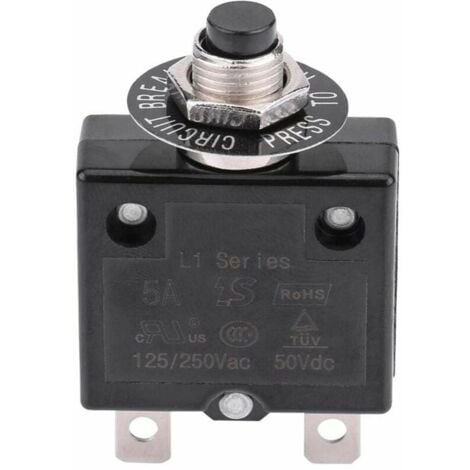 Disjoncteur 25A Interrupteur thermique de réinitialisation en option,  125-250V AC 50V DC Disjoncteur à bouton