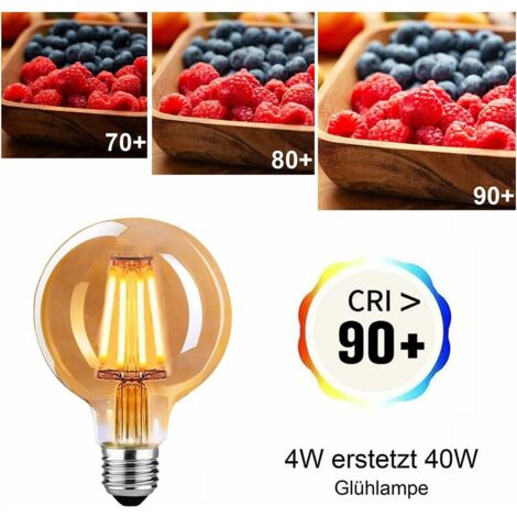 Ampoule LED E27 Vintage,  Ampoule E27 Vintage Dimmable 4W G80,Ampoule Vintage E27 Blanc Chaud 2700K, Ampoule LED Vintage Idéal Pour Suspension, Lampe de Table, Applique - 4 paquets