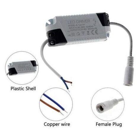 2x Driver LED, 8-12W transformateur pour plafonnier LED, alimentation panneau LED, connecteur DC pour plafonnier LED (8-12W)
