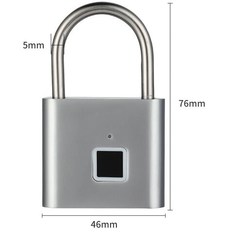 Cadenas à empreinte digitale - Argent, IP67 Waterproof, sécurité sans clé,  serrure rechargeable par USB pour l