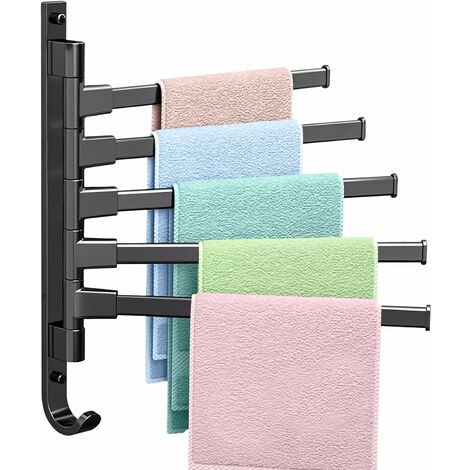 Porte-serviettes pivotant mural à 4 bras, porte-serviettes pliable, sèche- serviettes rotatif à 180 ° pour cuisine de salle de bain