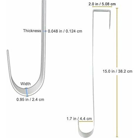 (blanc) Crochet de suspension en métal de qualité supérieure pour couronne, 38,1 cm, pour décoration de Noël, grande taille