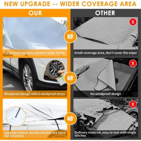 Housse de pare-brise de voiture - pour SUV, housse de pare-brise protection universelle Housse de voiture antigel pliable à 3 couches pour la protection contre le gel, la neige et la glace