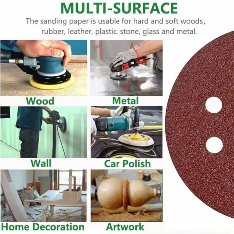 Disque de Ponçage, 100pcs Disques Abrasifs 40-800 Grain Taille de 125mm Idéal pour Poncer/Polir/Dérouiller(8 trous)