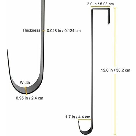 (noir) Crochet de suspension en métal de qualité supérieure pour couronne, 38,1 cm, pour décoration de Noël, grand format