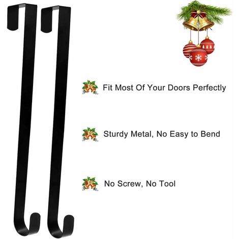 (noir) Crochet de suspension en métal de qualité supérieure pour couronne, 38,1 cm, pour décoration de Noël, grand format