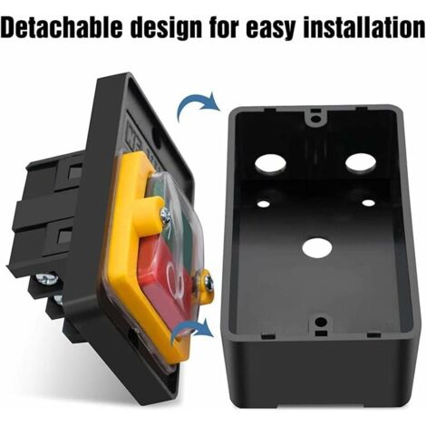 Commutateur de machine 2 pièces, interrupteur à bouton-poussoir de machine AC 220V/380V 10A interrupteur à bouton-poussoir marche/arrêt, interrupteur à bouton-poussoir, interrupteur de moteur avec boî